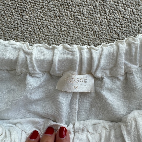 POSSE Linen White Shorts, Medium - Picture 3 of 4
